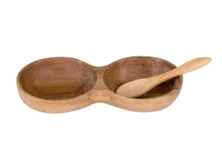 Acacia dubbel schaaltje met lepel 15cm