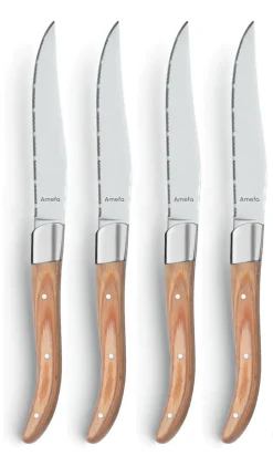 Amefa Steakmessen Royal 4-delig Naturel Hout