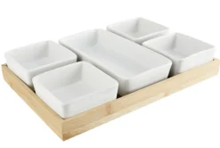 Aperoplank met 5 cups keramiek