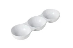 Aperoschaaltje met drie vakjes 24 cm x 7,5 cm wit