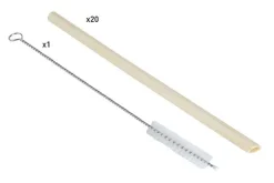 Bamboe rietjes 20 cm met borstel set van 20