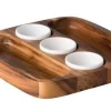 Bord hout Acacia met 3 dipschaaltjes 30 x 30 cm
