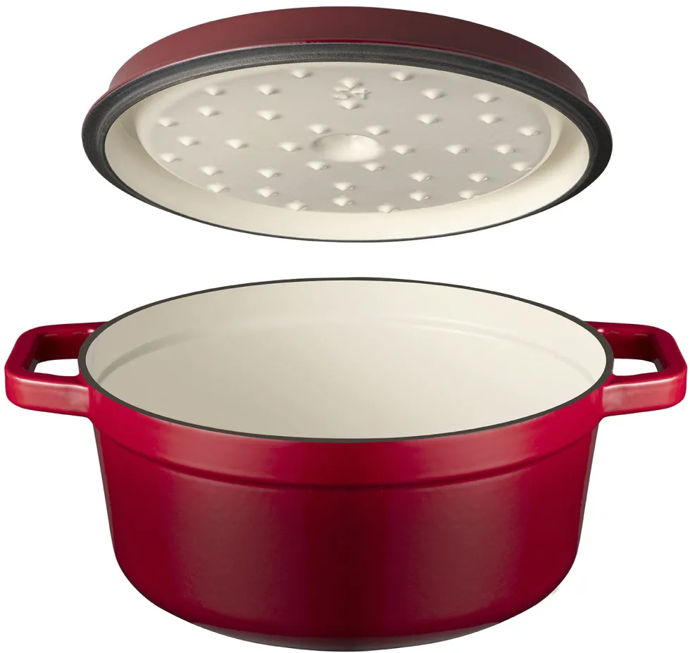 Braadpan 28 cm gietijzer rood Sola