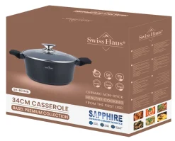 Braadpan 34 cm marmeren coating 10 liter