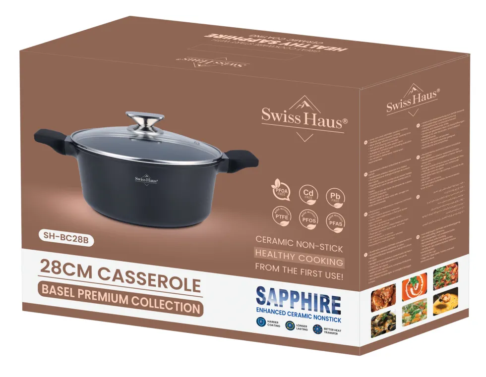 Braadpan 28 cm marmeren coating 6 liter