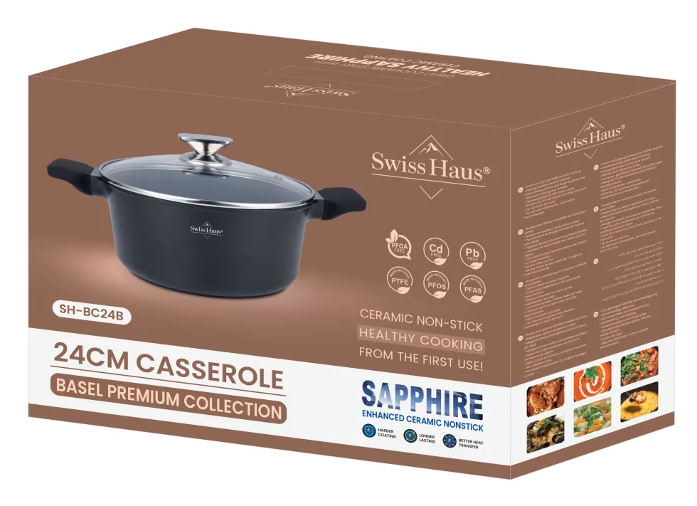 Braadpan 24 cm marmeren coating 4 liter