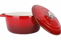 Braadpan gietijzer 24 cm rood Fontestic