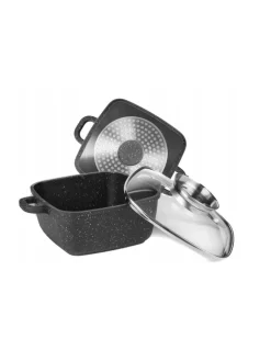 Braadpan Keramische Coating 28 cm Zwart Vierkant Brunbeste
