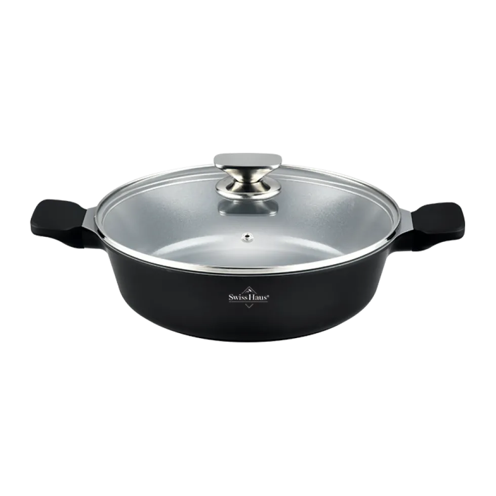 Braadpan laag 34 cm marmeren coating