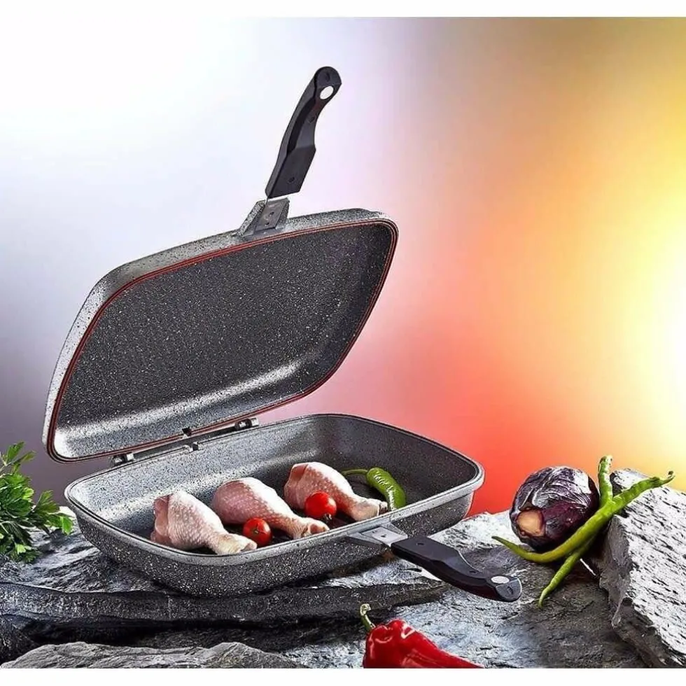 Dubbele grillpan 28 cm