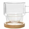 Dubbelwandig koffieglas met onderzetter 180 ml Omagio