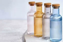 Fles 1 liter met kurk Raya Blauw