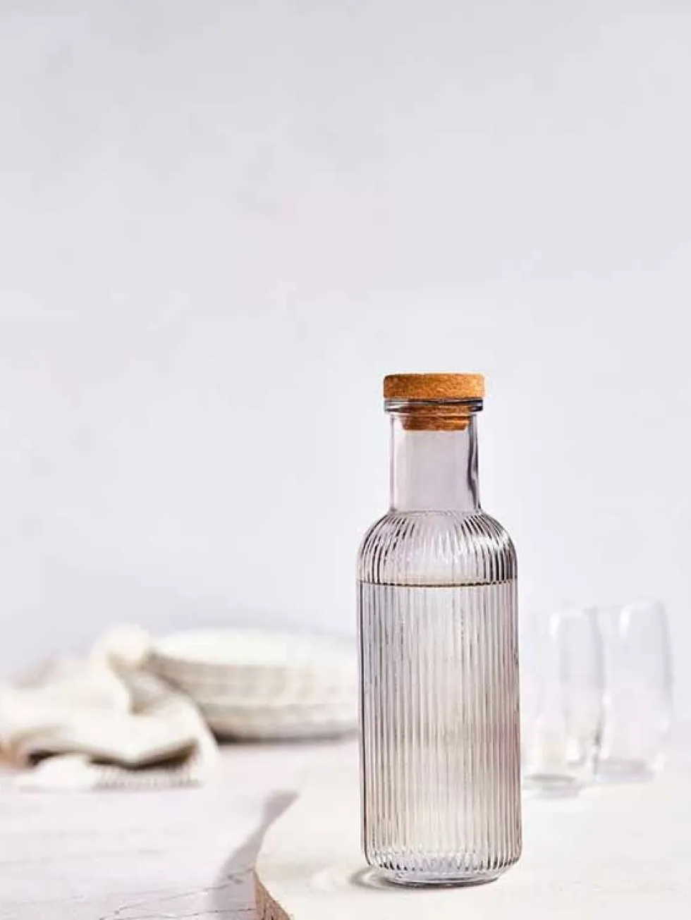 Fles 1 liter met kurk Raya Grijs