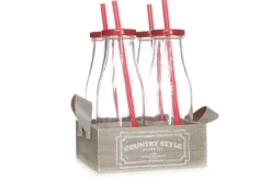 Flessen set Country Style met rietje
