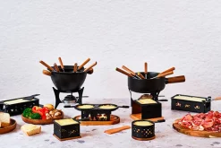 Fondueset zwart 6 personen Aspen stoneware