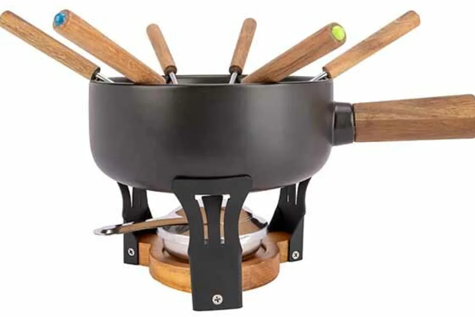 Fondueset zwart 6 personen Aspen stoneware
