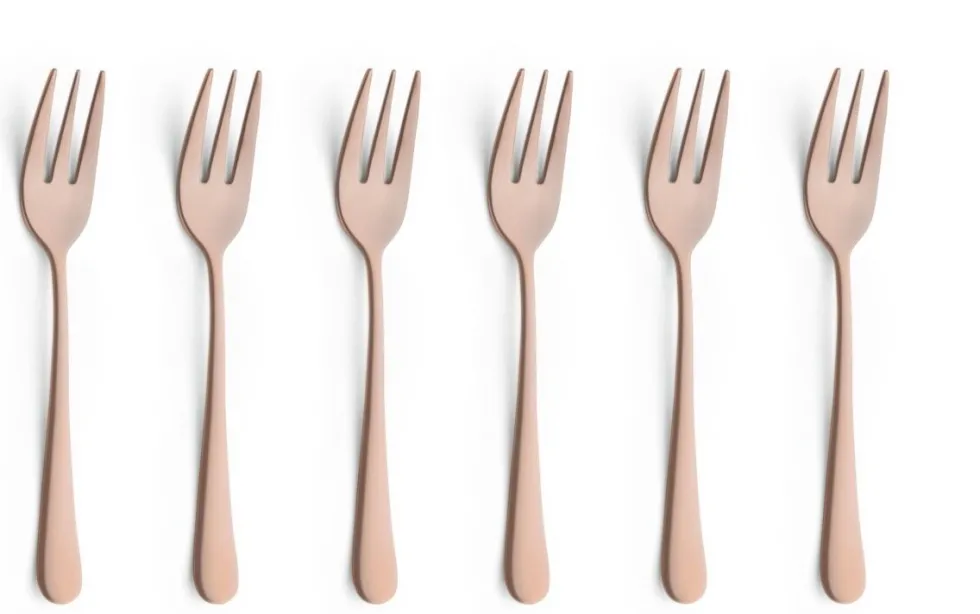 Gebaksvorkjes set van 6 Austin Vintage koper Amefa