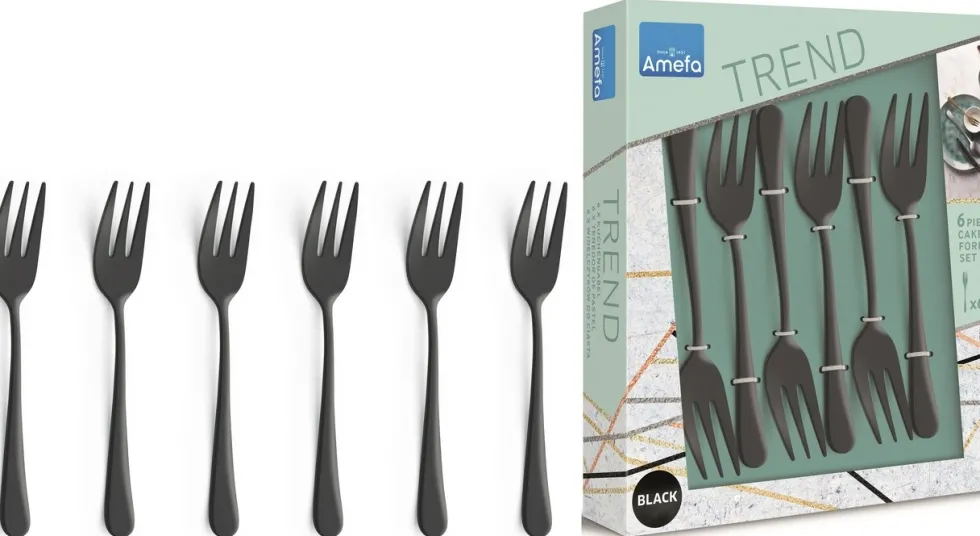 Gebaksvorkjes set van 6 Austin Vintage zwart Amefa