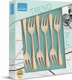 Gebaksvorkjes set van 6 Austin Vintage goud Amefa