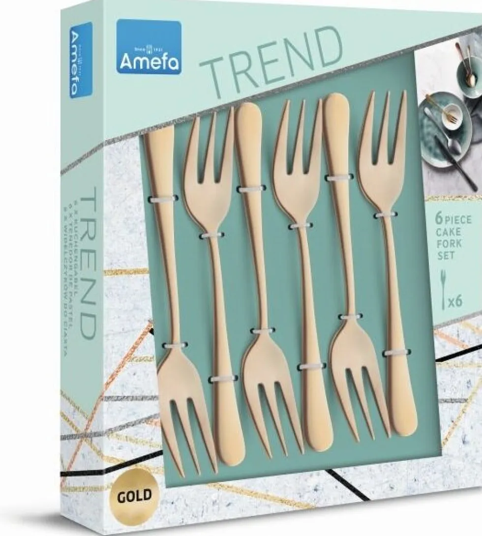 Gebaksvorkjes set van 6 Austin Vintage goud Amefa