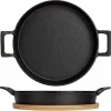 Gietijzer gratinschaal op plankje 20cm
