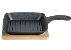 Gietijzer grillpan 15 cm op plankje
