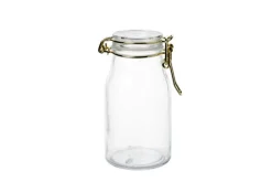 Glazen potje mini 6x11 cm met deksel rond goud