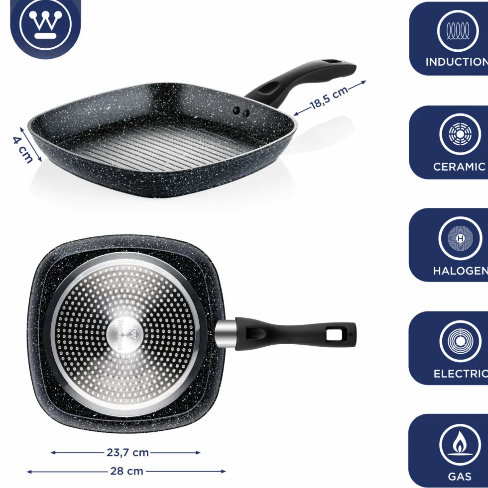 Grillpan 28 cm Black Marble Westinghouse