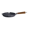 Grillpan 25 cm gietijzer houten steel Ronneby Bruk Maestro