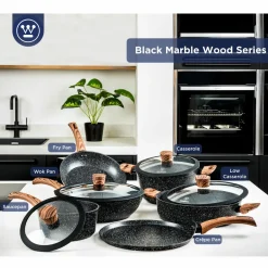 Hapjespan 32 cm Black Marble Wood Westinghouse
