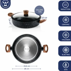 Hapjespan 28 cm Black Marble Wood Westinghouse