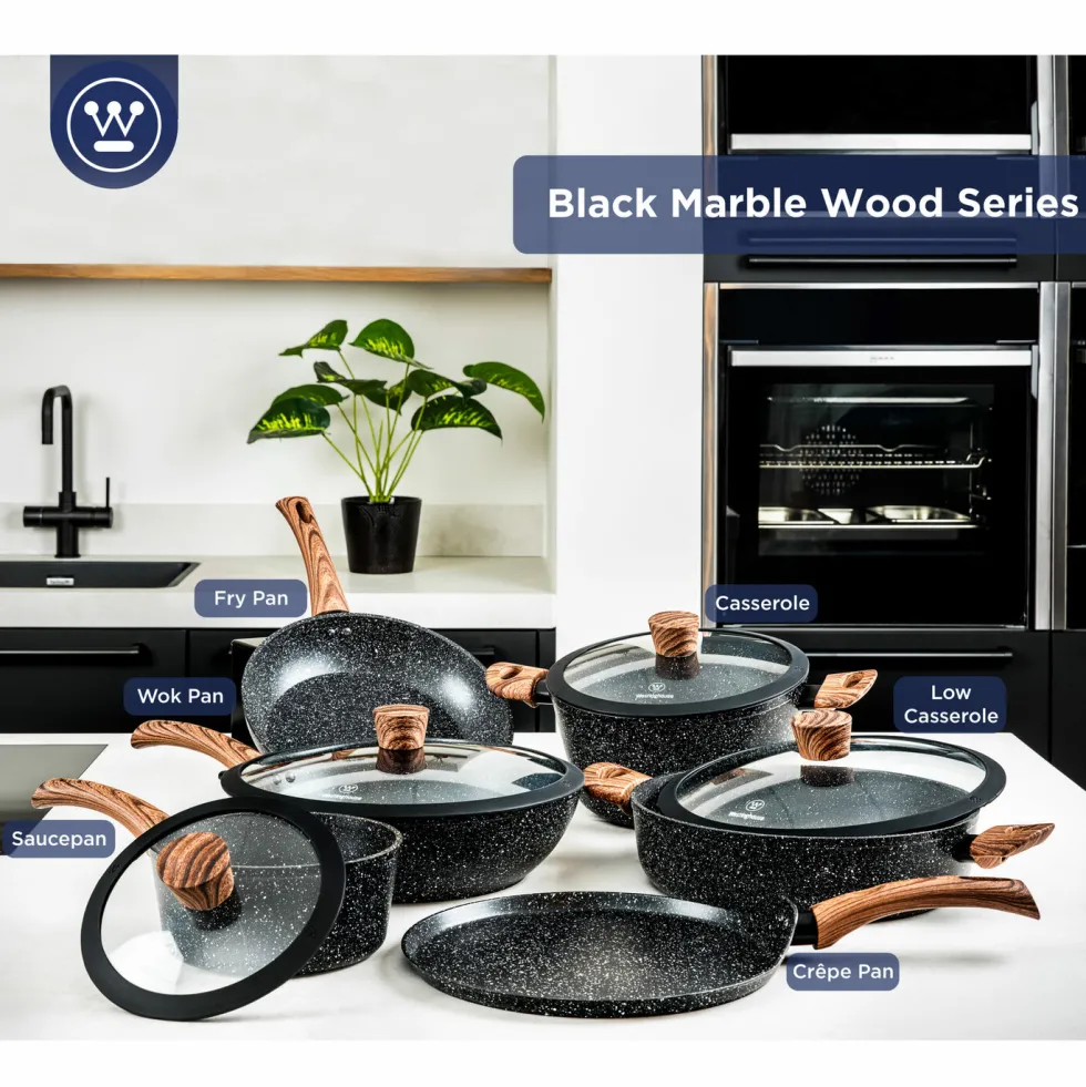 Hapjespan 28 cm Black Marble Wood Westinghouse