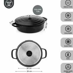Hapjespan 32 cm Zwart Performance Series Inductie Westinghouse