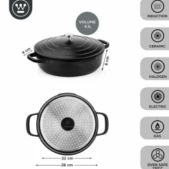 Hapjespan 28 cm Zwart Performance Series Inductie Westinghouse