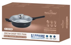 Hapjespan marmeren coating met glazen deksel 28 cm