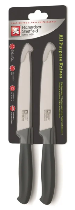 Huishoudmessen glad set van 2 grijs Kitchen Essentials