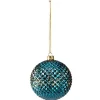 Kerstbal diamond blauw 8cm