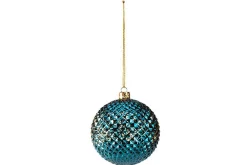 Kerstbal diamond blauw 8cm