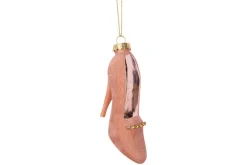 Kerstbal hanger schoen roze 10 cm