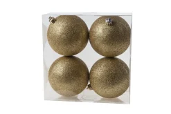 Kerstballen 4 st goud glitter