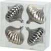 Kerstballen tol 4 stuks zilver 10 cm kunststof