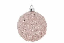 Kerstbal Pine Cone roze 8 cm kunststof