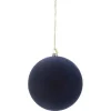 Kerstbal velvet blauw 10cm kunststof