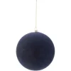 Kerstbal velvet blauw 12cm kunststof