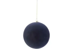 Kerstbal velvet blauw 12cm kunststof