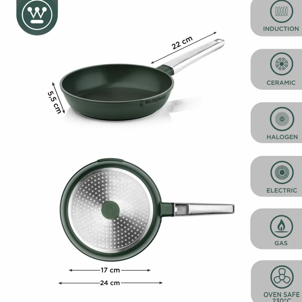 Koekenpan 24 cm Groen Performance Series Inductie Westinghouse