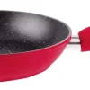 Koekenpan 28 cm marmeren coating rood