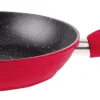 Koekenpan 24 cm marmeren coating rood