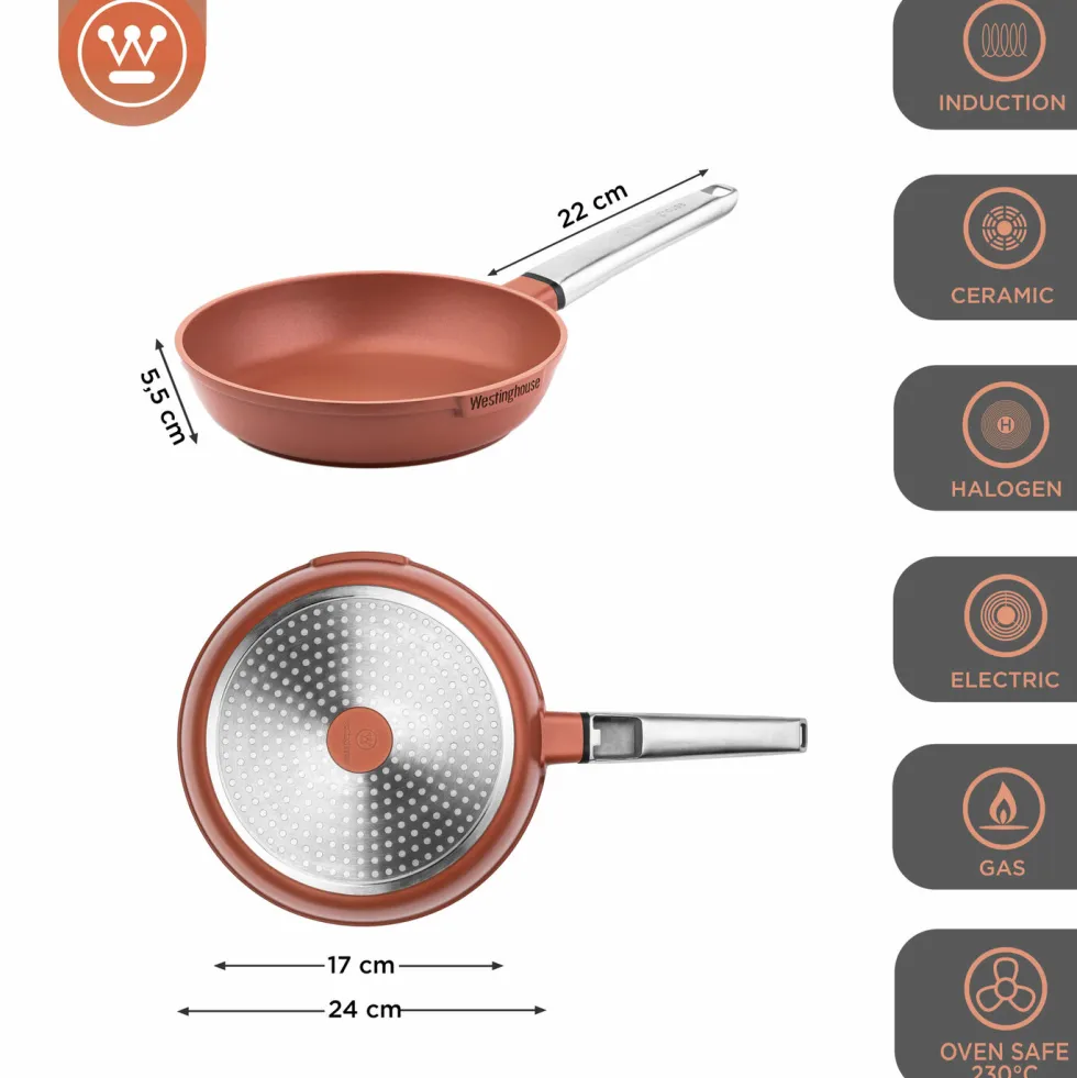 Koekenpan 24 cm Rood Performance Series Inductie Westinghouse