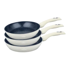 Koekenpannen set 3-delig marmeren coating creme